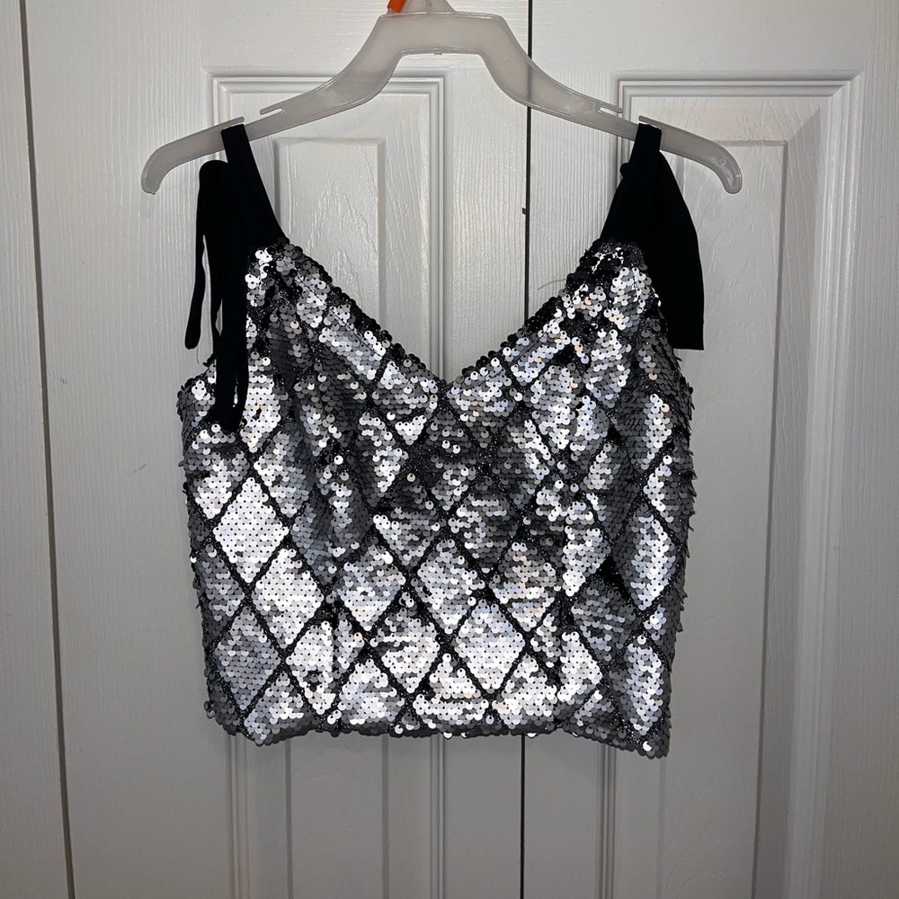 GIANNI BINI sequin party crop top! Sequins are reversible, XS